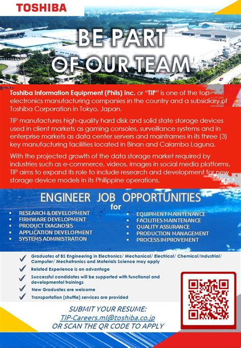 Toshiba Jobs in Philippines .